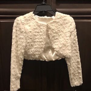 Girls Cream Faux Fur Coverlet